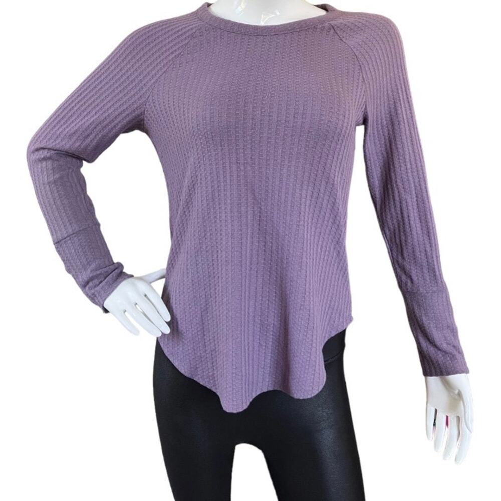Chaser Light Purple Lilac Waffle Knit Long Sleeve Small